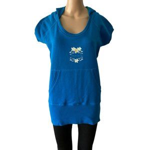Hawaiian Aloha Au La Oe (I Love You) Dodger Blue Size XS Sleeveless Hoodie
